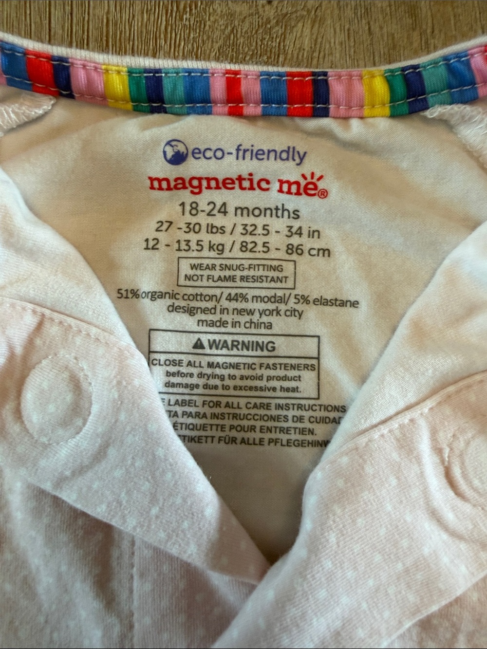 Magnetic Me Light Pink One-Piece Footed Pajama - Picture 2 of 8